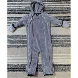 The‎ North Face Fleece Bunting One Piece Infant 12-18M Gray Hooded Double Zip